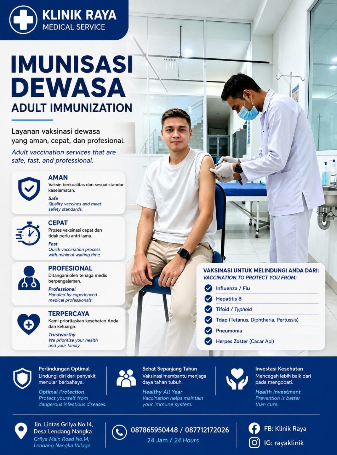 Informasi imunisasi dewasa Klinik Raya